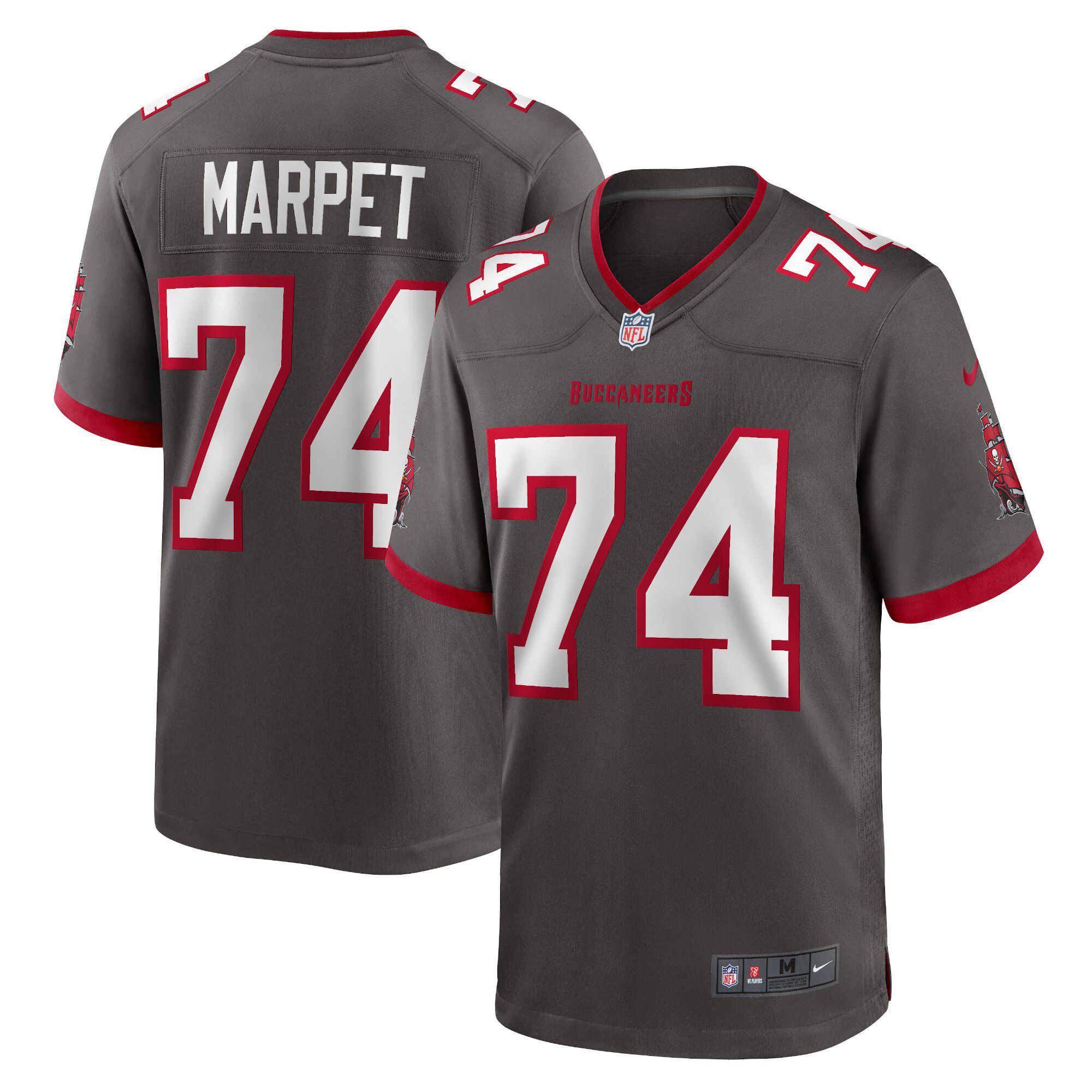 Men Tampa Bay Buccaneers #74 Ali Marpet Nike Pewter Alternate Game NFL Jersey